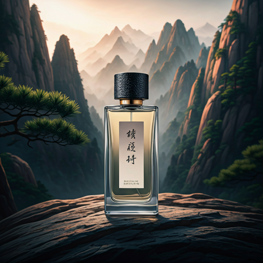 黄山 云松 luxury perfume bottle in misty mountains